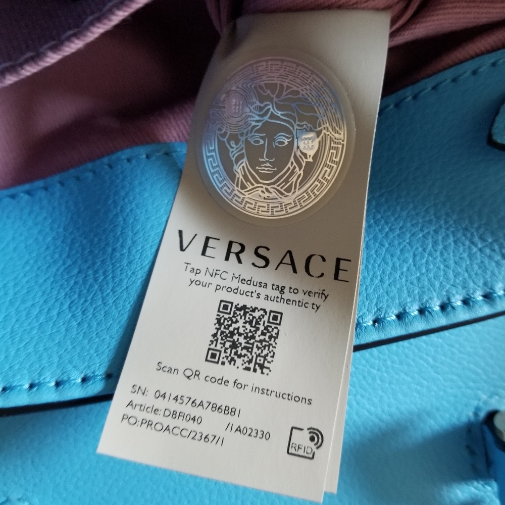 Versace Small La Medusa Canvas Leather Top Handle Crossbody Bag - Picture 12 of 14